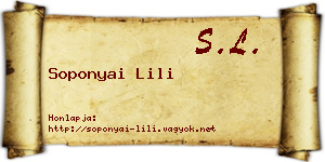 Soponyai Lili névjegykártya